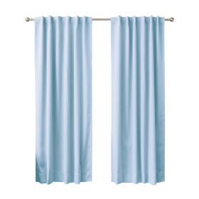52 x 96 inch Solid Light Blue Thermal Blackout Curtain Panels - Set of 2