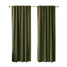 52 x 102 inch Solid Olive Green Thermal Blackout Curtain Panels - Set of 2