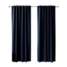 52 x 120 inch Solid Navy Blue Thermal Blackout Curtain Panels - Set of 2
