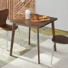 Solid Wood 27.6 inch Square Mid-Century Dining Table in Walnut Brown Finish