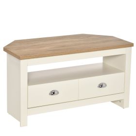 Corner TV Stand White Up To 50 Entertainment Center Console Table with Drawers Open Storage Living Room