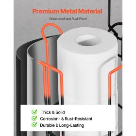 Free Standing Toilet Paper Holder with Shelf, 3-in-1 Premium Metal Material, Store Up to 4 Mega Rolls, Elevated Base Design