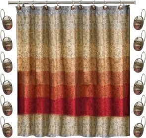 12pc Miramar Bathroom Shower Curtain Sets Shower Curtain & 12 Shower Bathroom Hooks Modern Classic Luxury Contemporary Decor Multi Color Shower C