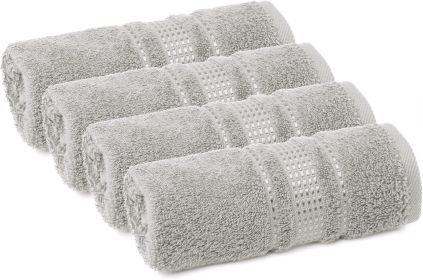 100% Cotton Washcloths for Bathroom, 4-Piece 12x12 in Wash Cloth Set, Turkish Small Hand Towels, Soft Rags for Face and Body, (Steel Grey Washclo