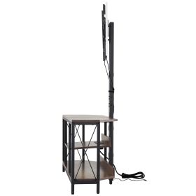 45" TV Stand with Mount for up to 75 in TVs, Entertainment Center with Power Outlet & LED Lights