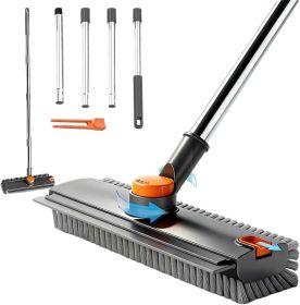 Scrub Brush with Long Handle, Floor Scrub Brush Squeegee Broom for Cleaning