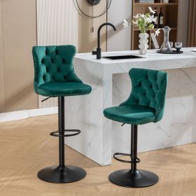Swivel Velvet Barstools Adjusatble Seat Height from 25-33 Inch,17.7inch base