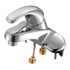 Single Handle Sink Faucet, Chrome-Plated Silver Single Handle Bathroom Faucet, Kitchen Water Faucets with Overflow 1 or 3 Hole, Suitable for Bath