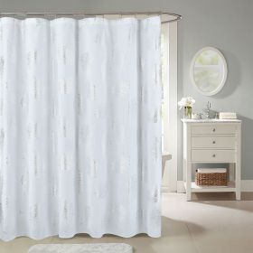 1 Piece Glitterr Foil Palm Tree Leaf Printed Shower Curtain, Modern Tropical Fabric Shower Curtains for Bathroom Decor, Decorative Shiny Bath Cur