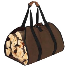 1Pc Firewood Carrier Bag With Handle Durable Wear Resistant Fireplace Logs Holder Side Opening Wood Storage Carrying Bag For Indoor Fireplace Out (Option: Coffee)