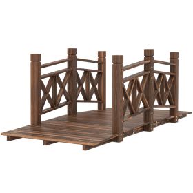 5 Ft. Wooden Garden Bridge Footbridge For Ponds, Creeks, Streams, Carbonized (Option: Wooden)