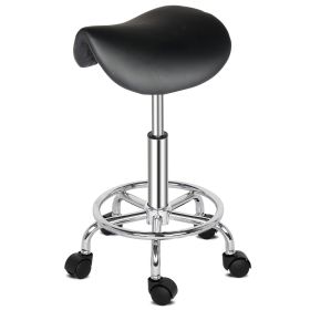 Saddle Stool Ha Ha Feet Rotation Bar Stool Black (Color: Black)